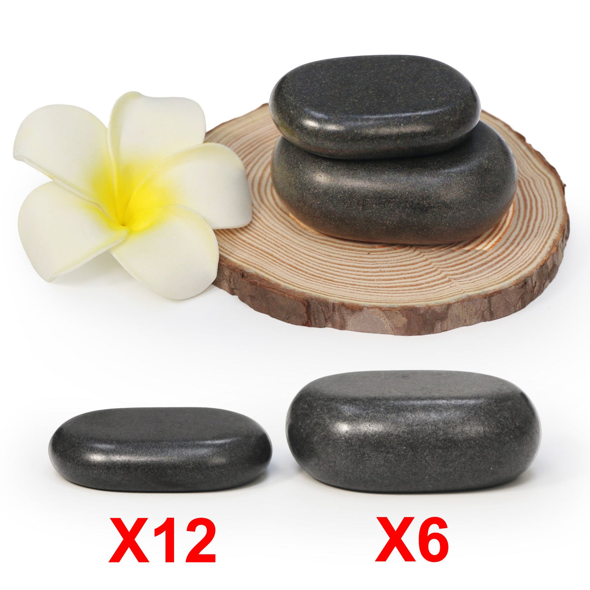Master Massage - 18 Piece Essential Hot Stone Massage Set Kit Package for Professional or Home Spa, Healing, Pain Relief-Basalt Rock
