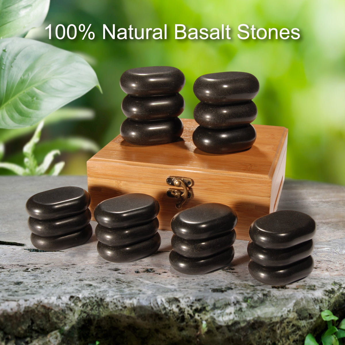 Master Massage - 18 Piece Essential Hot Stone Massage Set Kit Package for Professional or Home Spa, Healing, Pain Relief-Basalt Rock