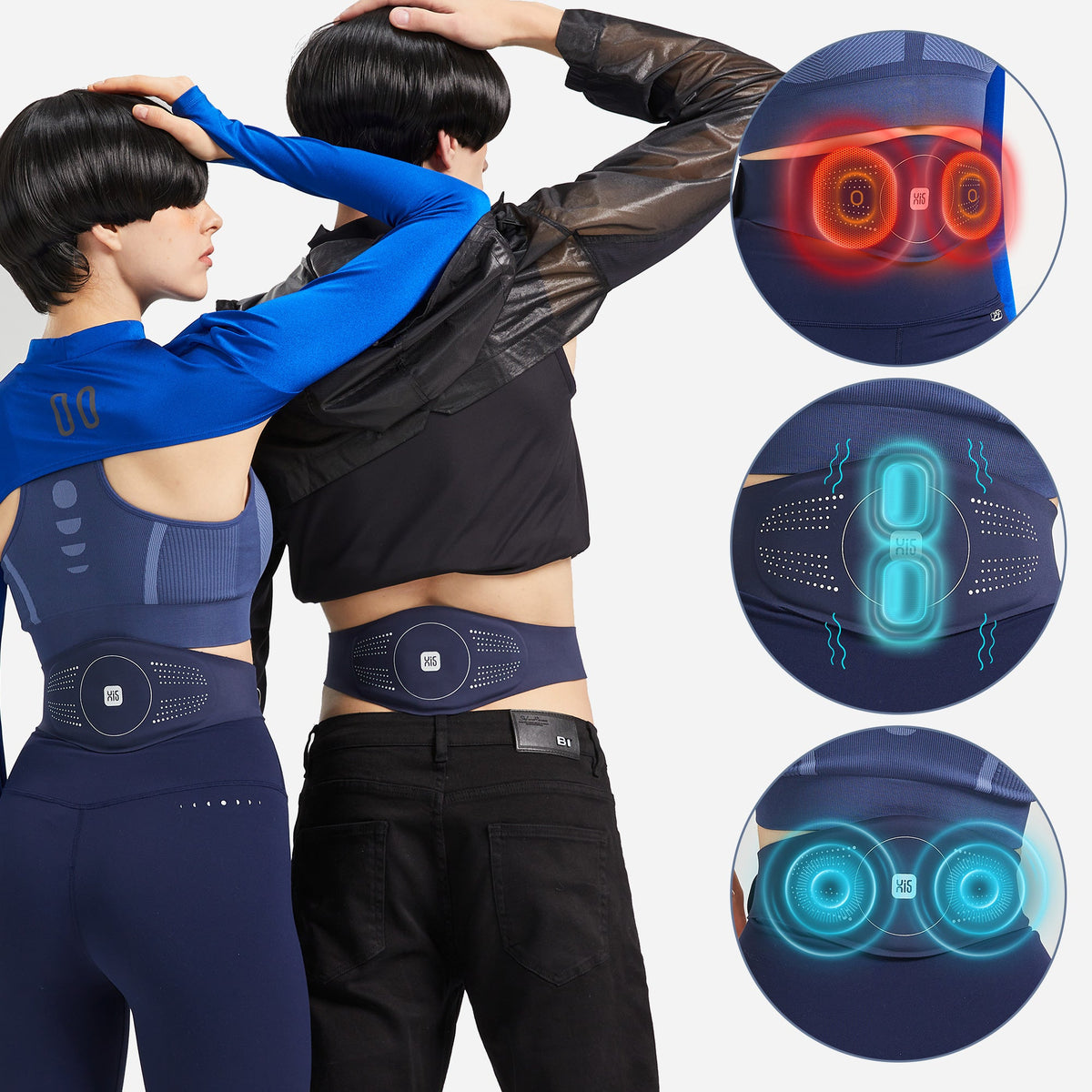 Master Massage - D1 Portable TENS Heating Pad Heated Belt for Lower Back Pain Relief - Tens Pulse-Vibration Massage