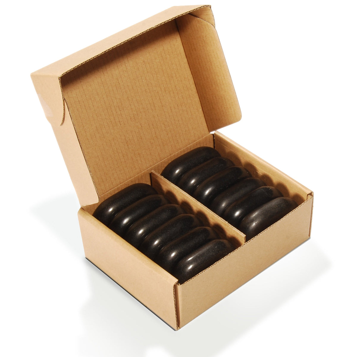 Master Massage - Medium Size Flat Ovular Basalt Hot  Stone Massage 12 piece Pack 2.6" x 1.9" x 0.7" Rock