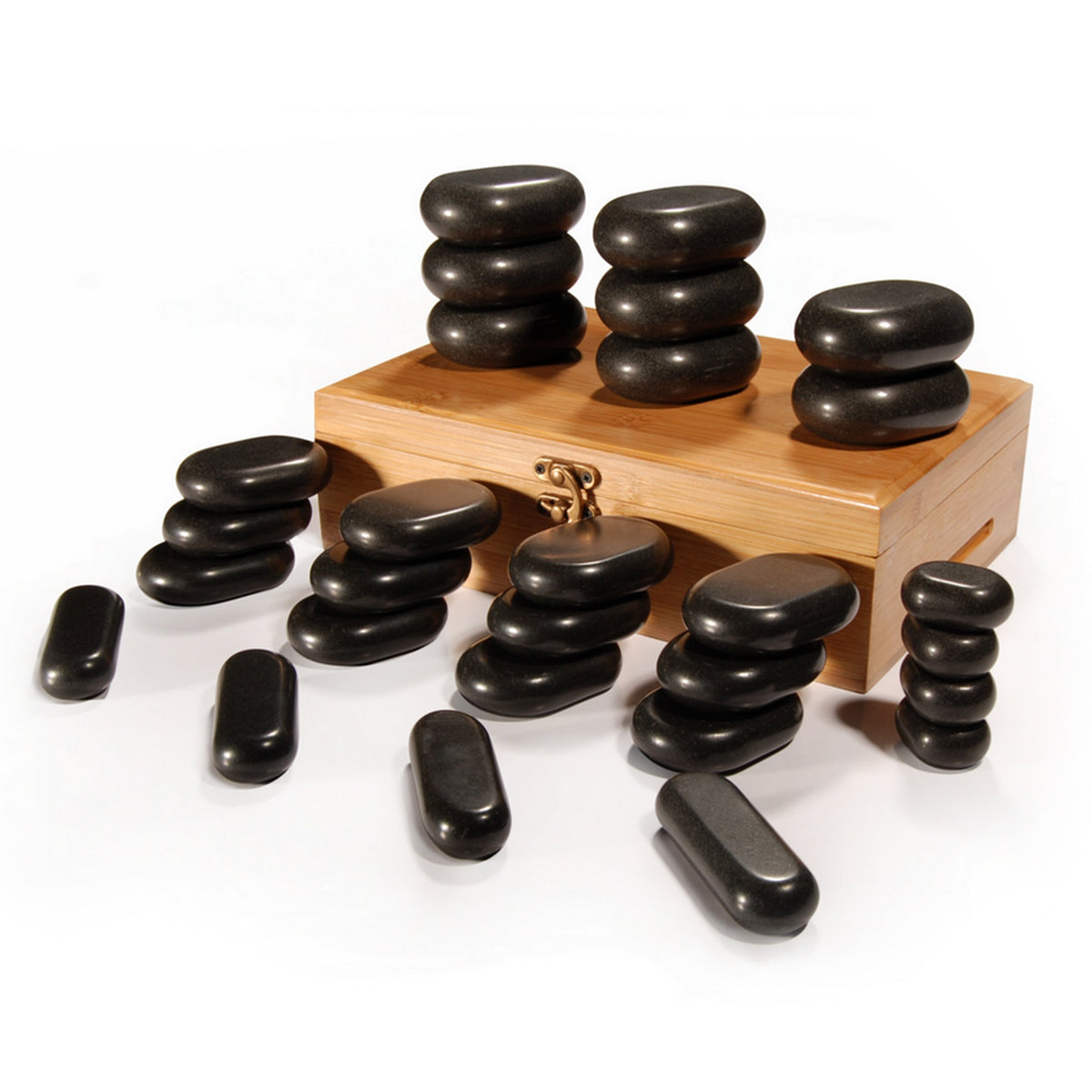Master Massage - 28 Piece Essential Hot Stone Massage Stone Set Kit Package for Professional or Home Spa Stone Therapy, Healing, Pain Relief-Basalt Rock