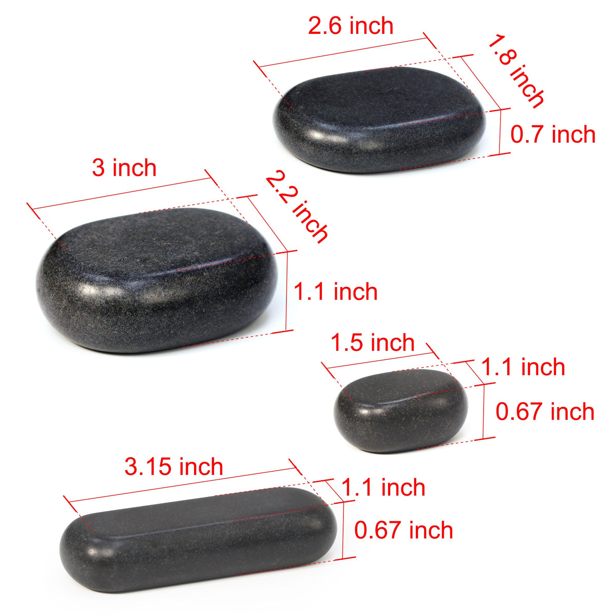 Master Massage - 28 Piece Essential Hot Stone Massage Stone Set Kit Package for Professional or Home Spa Stone Therapy, Healing, Pain Relief-Basalt Rock