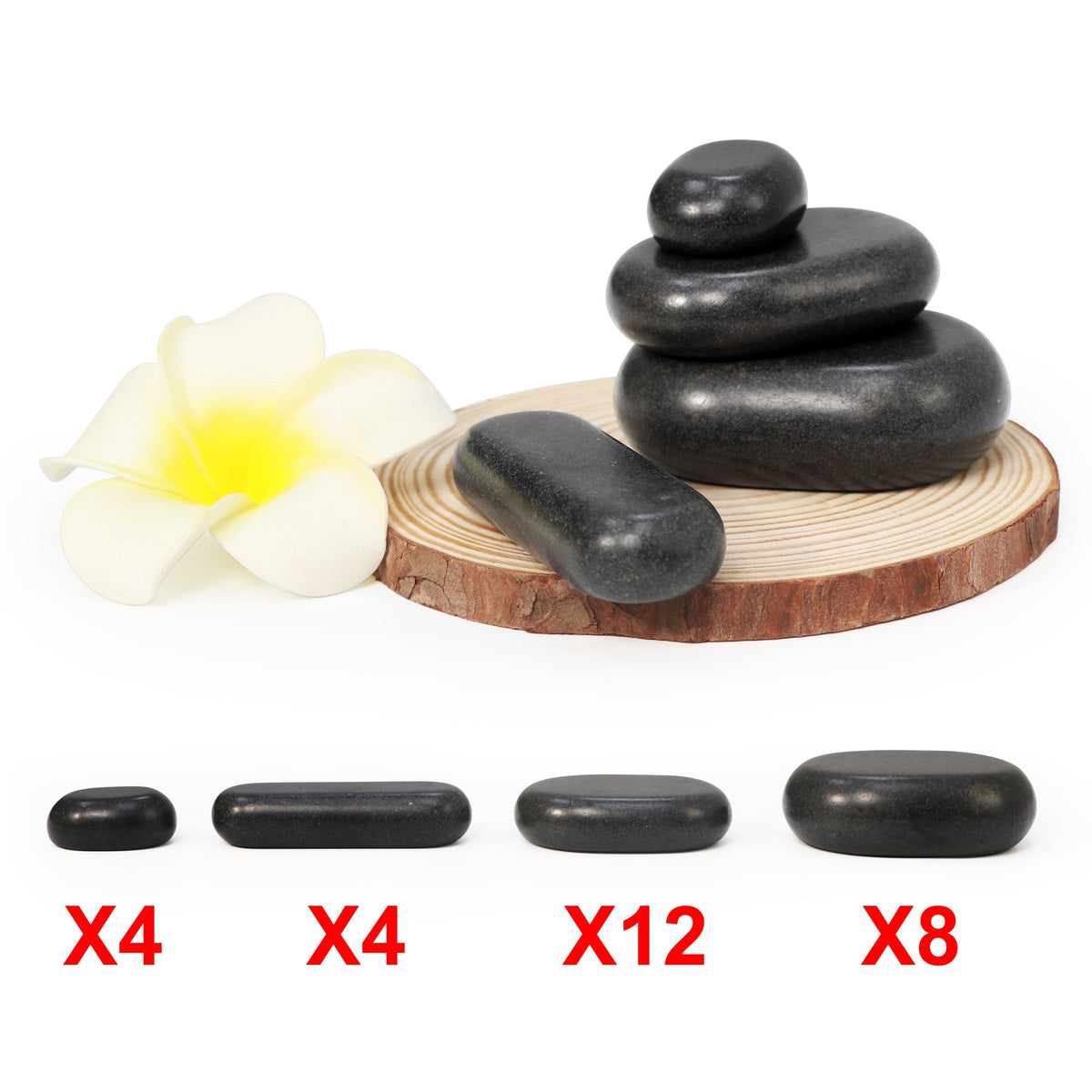 Master Massage - 28 Piece Essential Hot Stone Massage Stone Set Kit Package for Professional or Home Spa Stone Therapy, Healing, Pain Relief-Basalt Rock