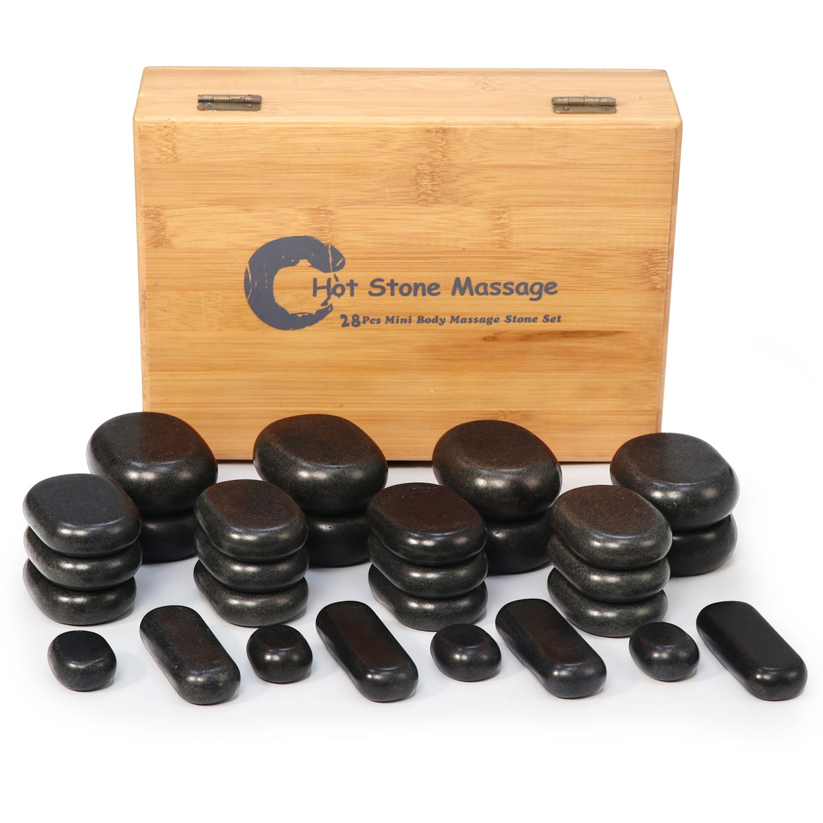 Master Massage - 28 Piece Essential Hot Stone Massage Stone Set Kit Package for Professional or Home Spa Stone Therapy, Healing, Pain Relief-Basalt Rock