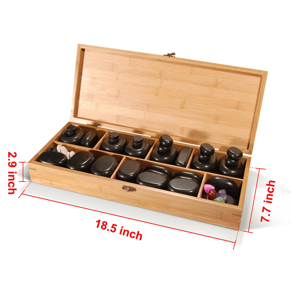 Master Massage - 70-piece Deluxe Hot Stone Massage Stone Set Kit Package for a Full Body Massage with Black Lava Volcano Basalt Rock, White Marble Cool Cold Stone and Chakra.