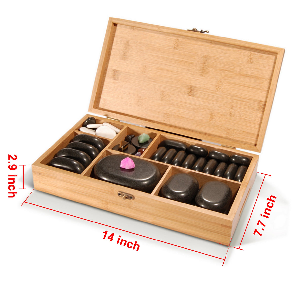 Master Massage - 60-Piece Deluxe Hot Stone Set including Basalt Volcano Rocks, Marble Cold Stones, and Chakra Balancing Tools - Ultimate All-in-One Package Kit for a Professional Quality Hot Stone Massage Therapy at Home