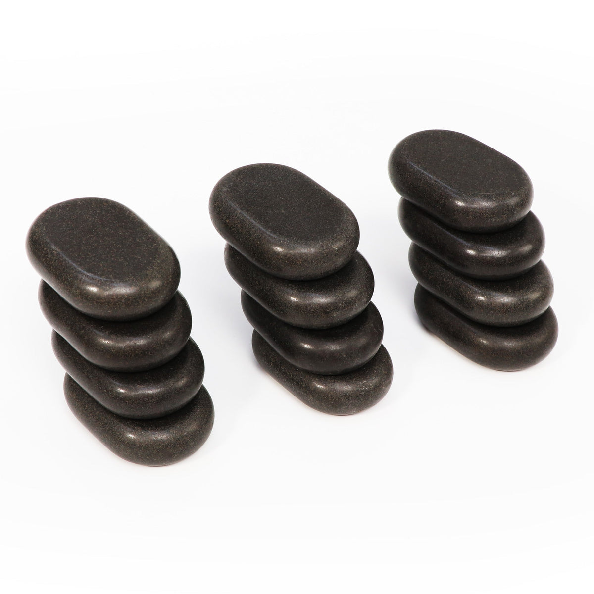Master Massage - Medium Size Flat Ovular Basalt Hot  Stone Massage 12 piece Pack 2.6" x 1.9" x 0.7" Rock