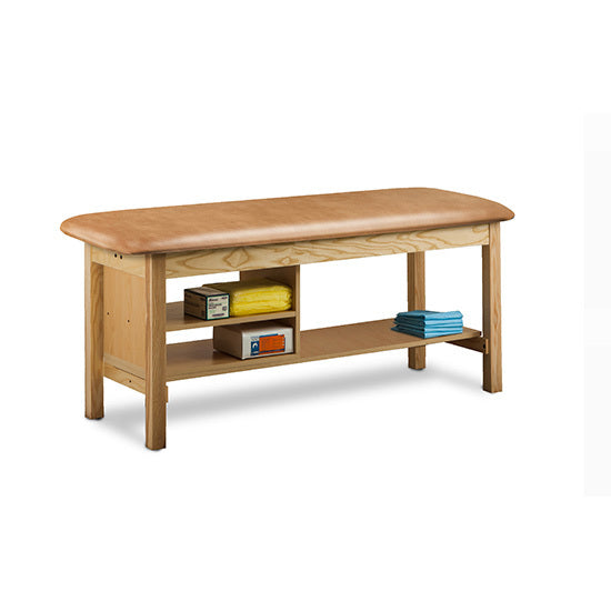 Clinton Industries - 300-30 Classic Treatment Table w/ Shelving & Flat Top. 400lbs Capacity, 72"L x 30"W [Natural Finish] - Clinton Industries product image