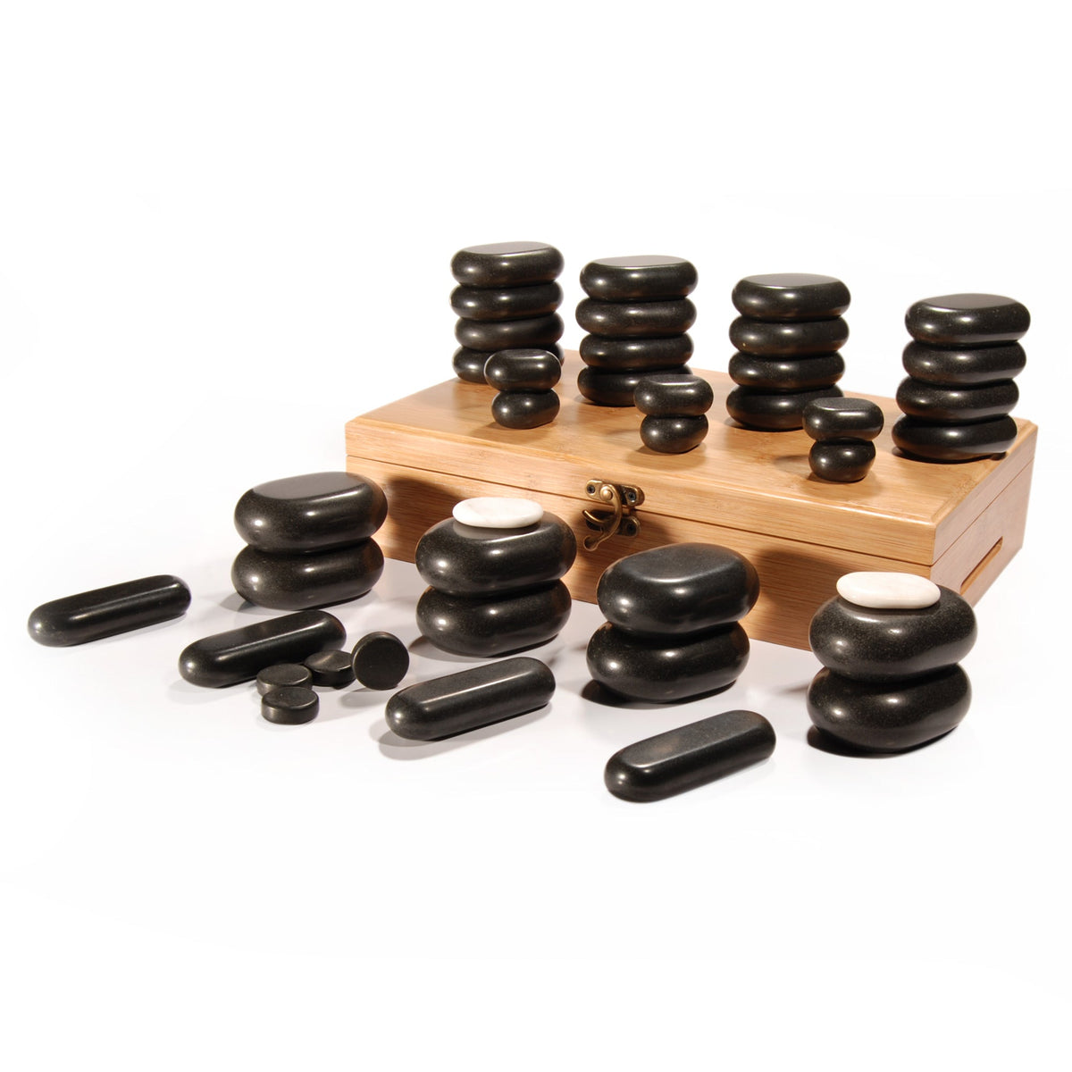 Master Massage - 40 Piece Deluxe Hot Stone Massage Stone Set Kit Package for a Full Body Massage with Black Lava Volcano Basalt Rock