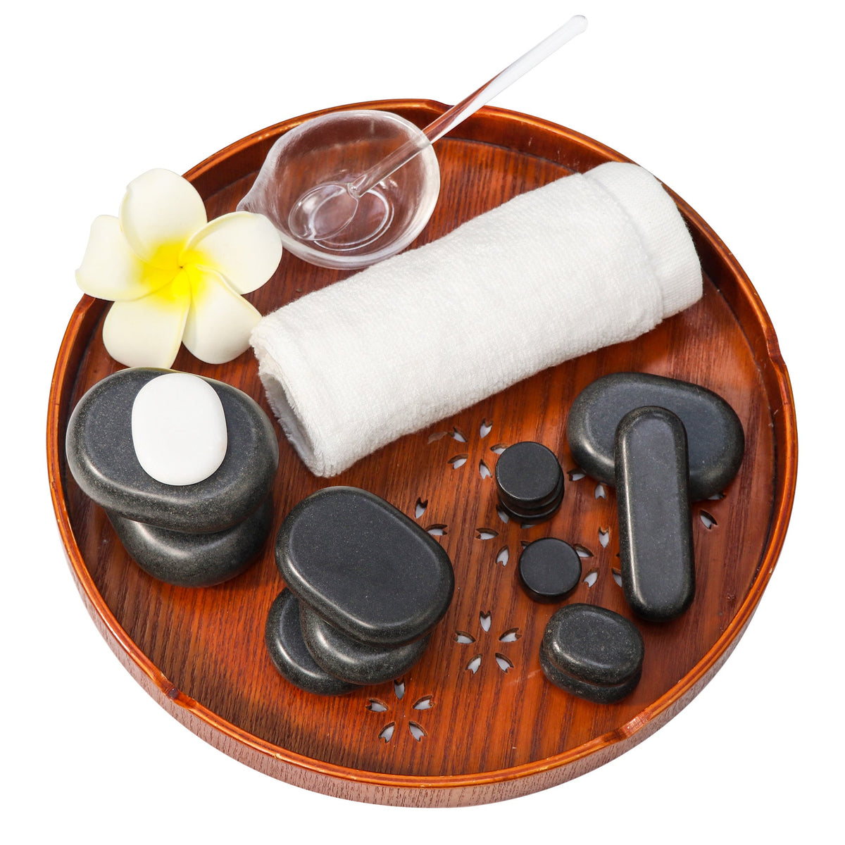 Master Massage - 40 Piece Deluxe Hot Stone Massage Stone Set Kit Package for a Full Body Massage with Black Lava Volcano Basalt Rock