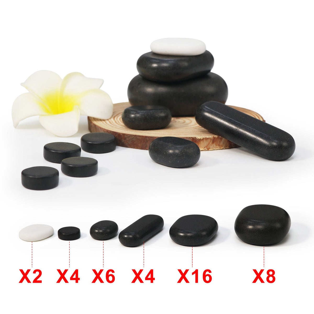 Master Massage - 40 Piece Deluxe Hot Stone Massage Stone Set Kit Package for a Full Body Massage with Black Lava Volcano Basalt Rock