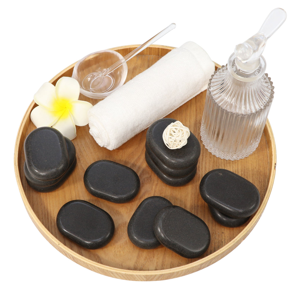 Master Massage - Medium Size Flat Ovular Basalt Hot  Stone Massage 12 piece Pack 2.6" x 1.9" x 0.7" Rock