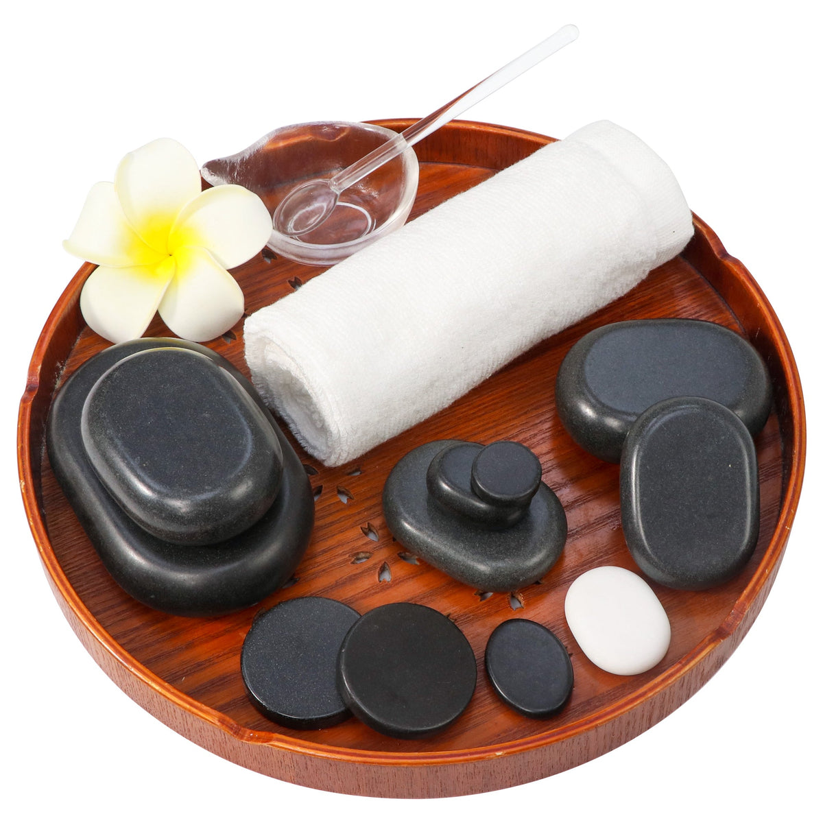 Master Massage - 50 Piece Deluxe Hot Stone Massage Stone Set Kit Package for a Full Body Massage with Black Lava Volcano Basalt Rock, White Marble Cool Cold Stone