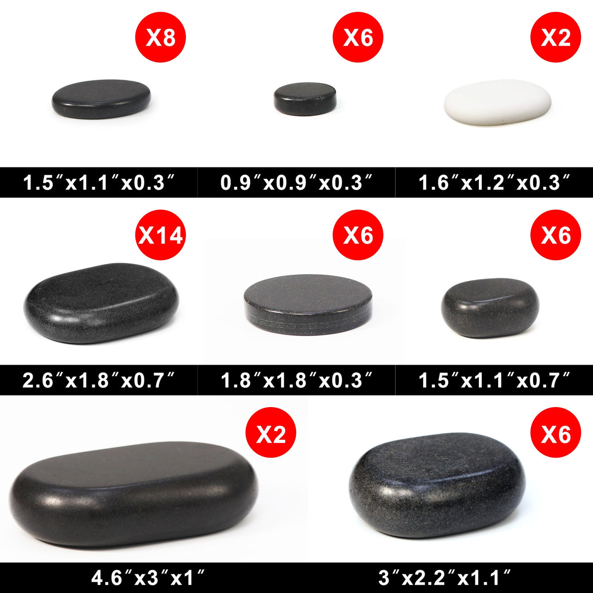 Master Massage - 50 Piece Deluxe Hot Stone Massage Stone Set Kit Package for a Full Body Massage with Black Lava Volcano Basalt Rock, White Marble Cool Cold Stone