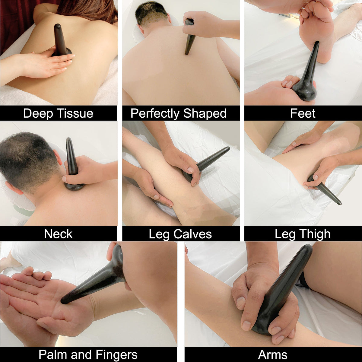 Master Massage - Basalt Nail Shape Hot Stone Massage Trigger Point Tool for Pressure Point