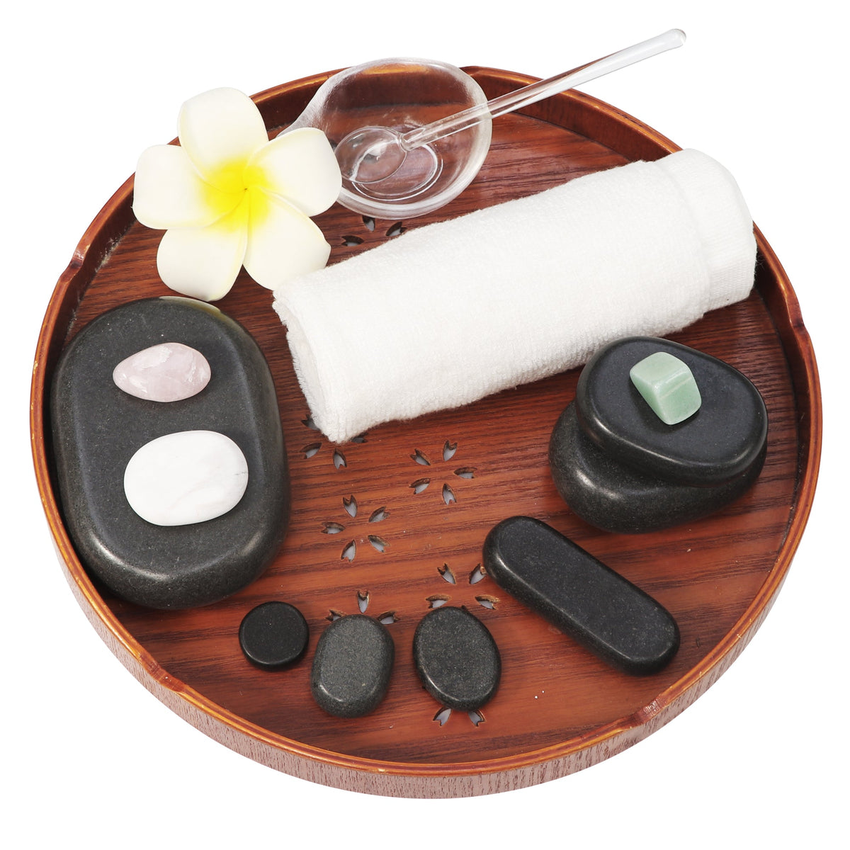 Master Massage - 70-piece Deluxe Hot Stone Massage Stone Set Kit Package for a Full Body Massage with Black Lava Volcano Basalt Rock, White Marble Cool Cold Stone and Chakra.