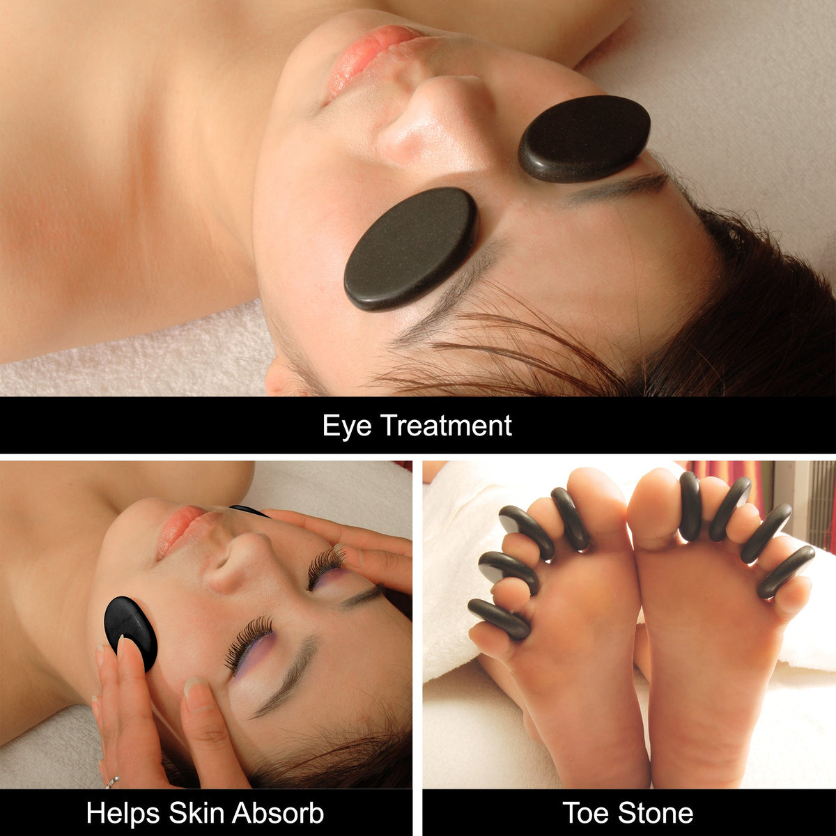 Master Massage - Basalt Hot Stone Toe Set 8 Piece Pack (1.5 ” x 1” X0.3")