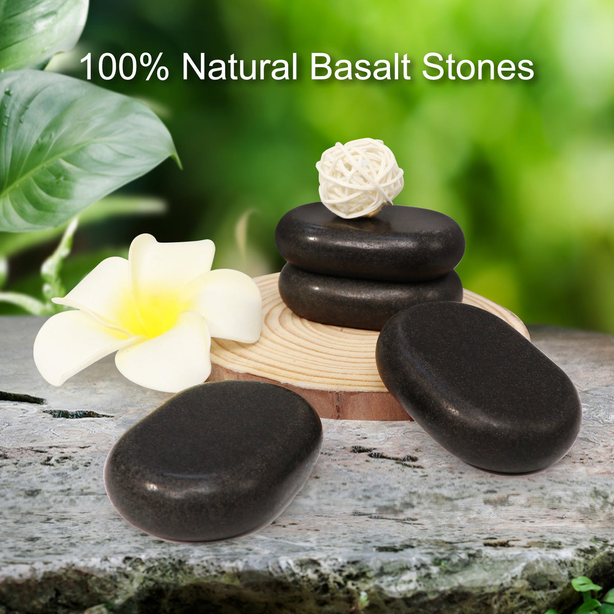 Master Massage - Medium Size Flat Ovular Basalt Hot  Stone Massage 12 piece Pack 2.6" x 1.9" x 0.7" Rock