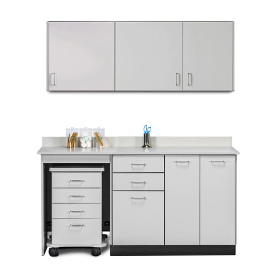 Clinton Industries - 748066L Furniture Package: Includes Wall & Base Cabinet w/ Mobile Cart-Mate on Left. 66"W. Double Doors on Right. Ready Room My Way - Clinton Industries product image