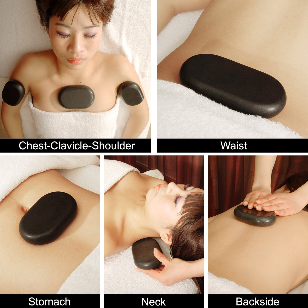 Master Massage - XX Extra Large Flat Ovular Basalt Hot Massage Stone 4 piece Pack 6" X 3.4" X 1.1" Rock
