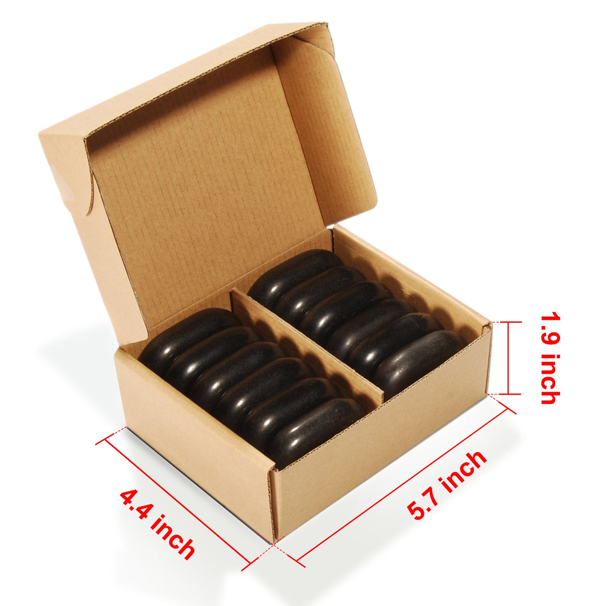 Master Massage - Medium Size Flat Ovular Basalt Hot  Stone Massage 12 piece Pack 2.6" x 1.9" x 0.7" Rock