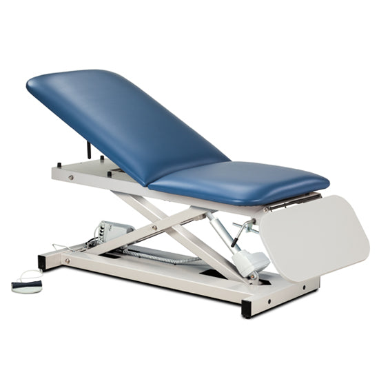 Clinton Industries - 80350 Power Hi-Lo Exam Table. Open Base w/ Adjustable Back & ClintonClean Drop Section. 500 lbs Capacity. 27"W - Clinton Industries product image