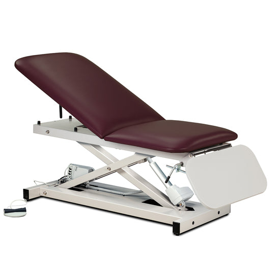 Clinton Industries - 80350 Power Hi-Lo Exam Table. Open Base w/ Adjustable Back & ClintonClean Drop Section. 500 lbs Capacity. 27"W - Clinton Industries product image