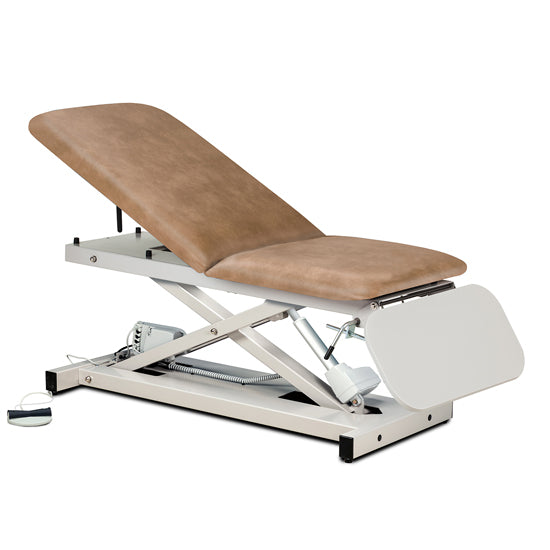 Clinton Industries - 80350 Power Hi-Lo Exam Table. Open Base w/ Adjustable Back & ClintonClean Drop Section. 500 lbs Capacity. 27"W - Clinton Industries product image