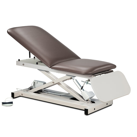 Clinton Industries - 80350 Power Hi-Lo Exam Table. Open Base w/ Adjustable Back & ClintonClean Drop Section. 500 lbs Capacity. 27"W - Clinton Industries product image