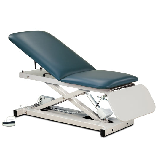 Clinton Industries - 80350 Power Hi-Lo Exam Table. Open Base w/ Adjustable Back & ClintonClean Drop Section. 500 lbs Capacity. 27"W - Clinton Industries product image