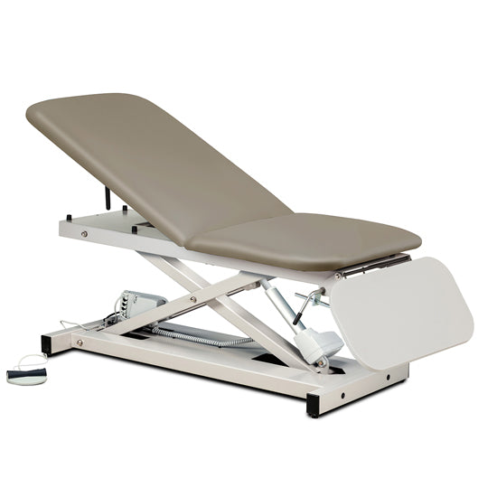 Clinton Industries - 80350 Power Hi-Lo Exam Table. Open Base w/ Adjustable Back & ClintonClean Drop Section. 500 lbs Capacity. 27"W - Clinton Industries product image