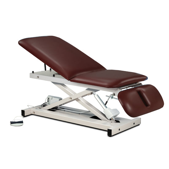 Clinton Industries - 80399 Power Hi-Lo Exam Table. Open Base w/ Adjustable Back & Drop Section. 600 lbs Capacity. Bariatric. 30"W - Clinton Industries product image