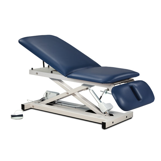 Clinton Industries - 80399 Power Hi-Lo Exam Table. Open Base w/ Adjustable Back & Drop Section. 600 lbs Capacity. Bariatric. 30"W - Clinton Industries product image
