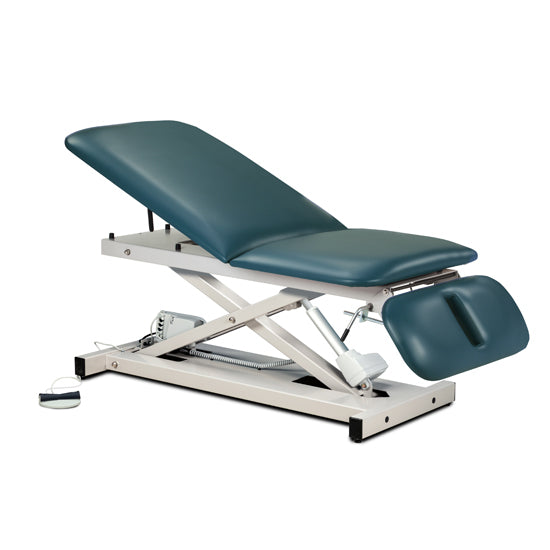 Clinton Industries - 80399 Power Hi-Lo Exam Table. Open Base w/ Adjustable Back & Drop Section. 600 lbs Capacity. Bariatric. 30"W - Clinton Industries product image
