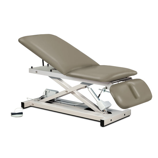 Clinton Industries - 80399 Power Hi-Lo Exam Table. Open Base w/ Adjustable Back & Drop Section. 600 lbs Capacity. Bariatric. 30"W - Clinton Industries product image