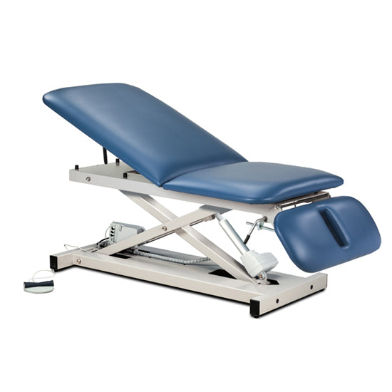 Clinton Industries - 80399 Power Hi-Lo Exam Table. Open Base w/ Adjustable Back & Drop Section. 600 lbs Capacity. Bariatric. 30"W - Clinton Industries product image