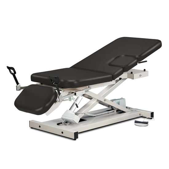 Clinton Industries - 85309 Power Hi-Lo Imaging Table. Open Base w/ Adjustable Back. Drop-Window, Drop Section & Stirrups. 500lbs Capacity Bariatric - Clinton Industries product image