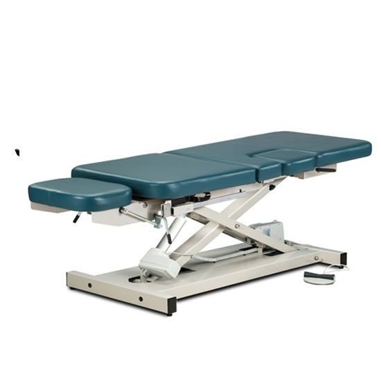Clinton Industries - 85309 Power Hi-Lo Imaging Table. Open Base w/ Adjustable Back. Drop-Window, Drop Section & Stirrups. 500lbs Capacity Bariatric - Clinton Industries product image