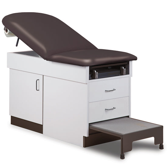 Clinton Industries - 8890 Family Practice Cabinet Exam Table w/ Adjustable Back, Stirrups & Step Stool - Clinton Industries product image