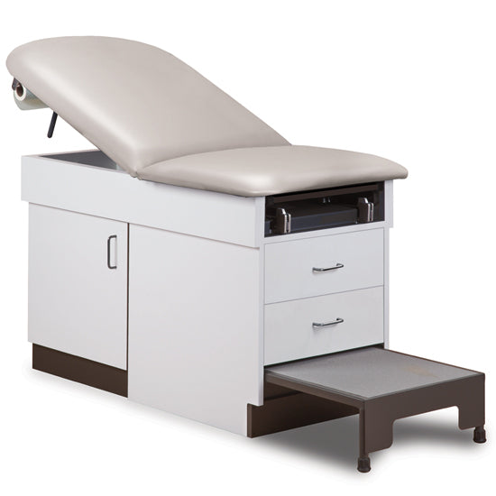 Clinton Industries - 8890 Family Practice Cabinet Exam Table w/ Adjustable Back, Stirrups & Step Stool - Clinton Industries product image
