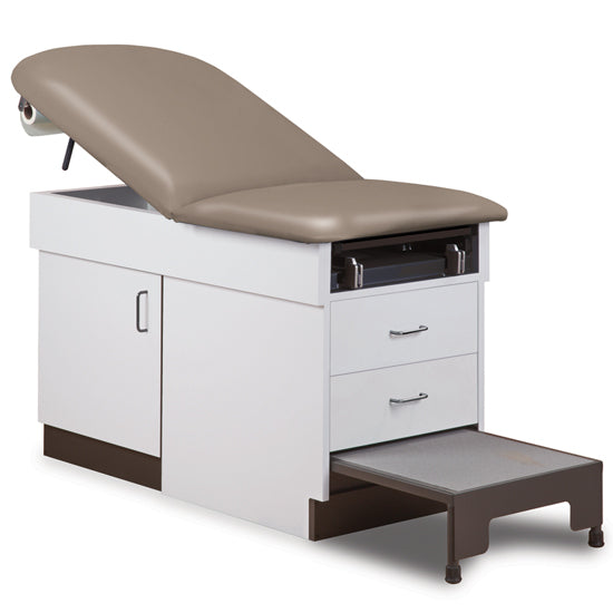 Clinton Industries - 8890 Family Practice Cabinet Exam Table w/ Adjustable Back, Stirrups & Step Stool - Clinton Industries product image