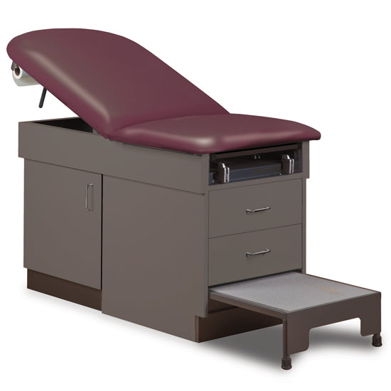 Clinton Industries - 8890 Family Practice Cabinet Exam Table w/ Adjustable Back, Stirrups & Step Stool - Clinton Industries product image