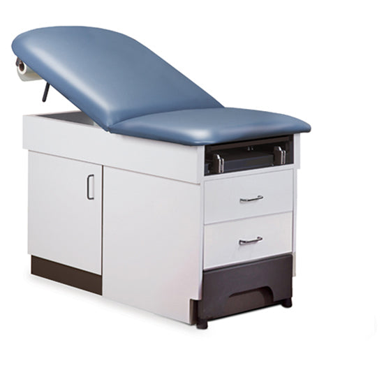 Clinton Industries - 8890 Family Practice Cabinet Exam Table w/ Adjustable Back, Stirrups & Step Stool - Clinton Industries product image