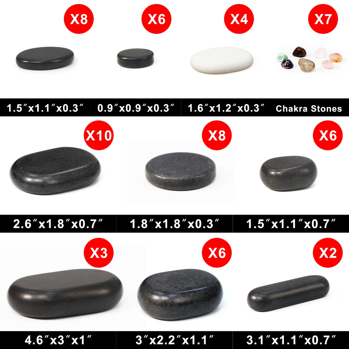 Master Massage - 60-Piece Deluxe Hot Stone Set including Basalt Volcano Rocks, Marble Cold Stones, and Chakra Balancing Tools - Ultimate All-in-One Package Kit for a Professional Quality Hot Stone Massage Therapy at Home
