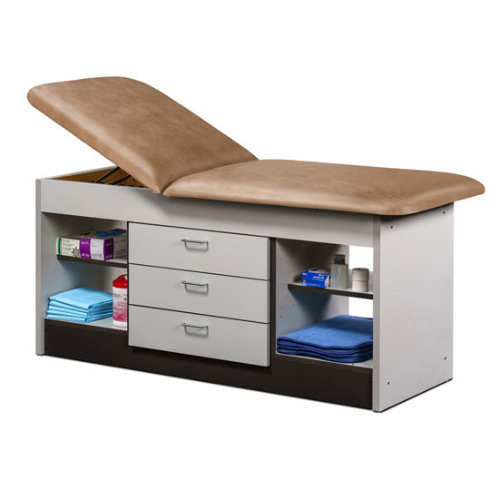 Clinton Industries - 98013-28 Cabinet Treatment Table w/ Adjustable Backrest, 4 Shelves & 3 Drawers. 78"L x 27"W - Clinton Industries product image