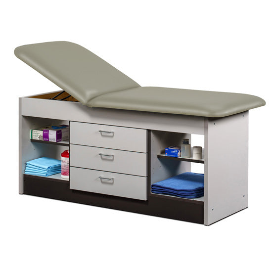 Clinton Industries - 98013-28 Cabinet Treatment Table w/ Adjustable Backrest, 4 Shelves & 3 Drawers. 78"L x 27"W - Clinton Industries product image
