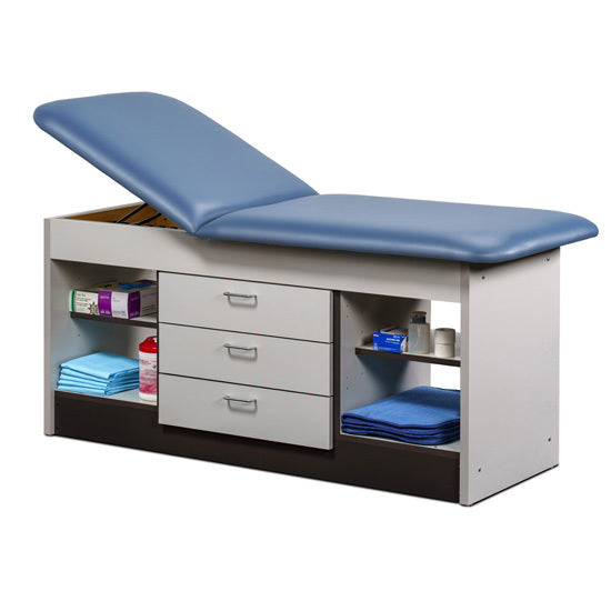 Clinton Industries - 98013-28 Cabinet Treatment Table w/ Adjustable Backrest, 4 Shelves & 3 Drawers. 78"L x 27"W - Clinton Industries product image