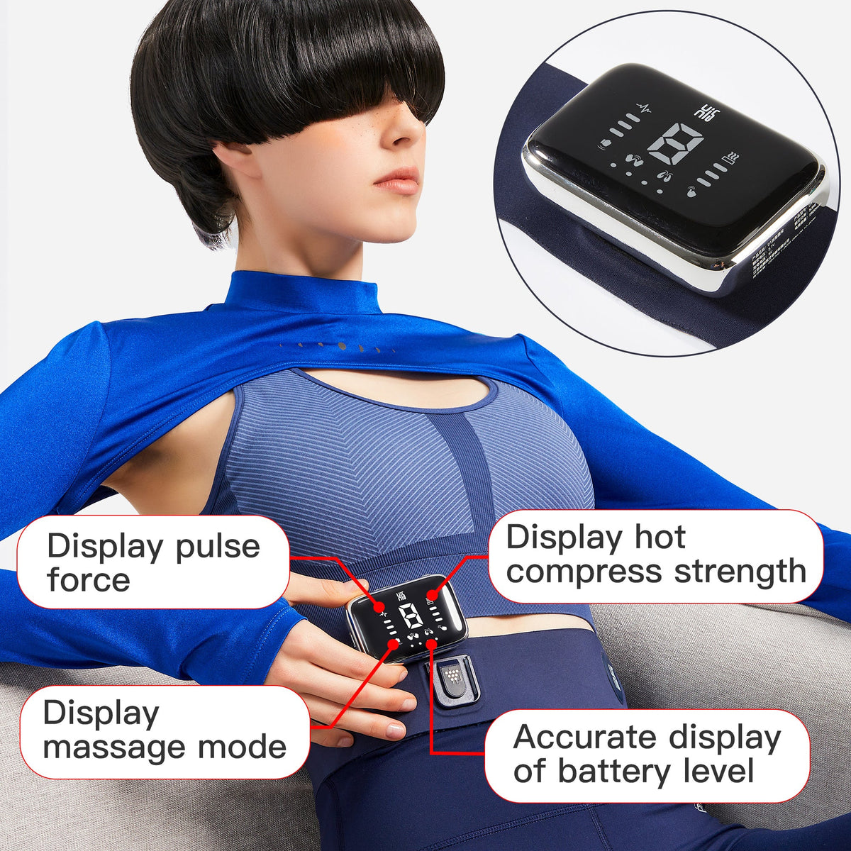 Master Massage - D1 Portable TENS Heating Pad Heated Belt for Lower Back Pain Relief - Tens Pulse-Vibration Massage