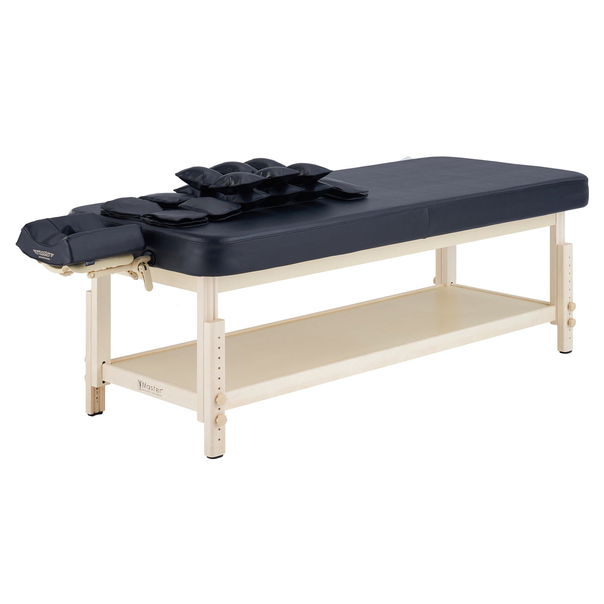 Master Massage - 30” AirMaster Full Body Stretching Airwave Stationary Massage Table with Airbags. 3D Lumbar Traction - Neck, Back, Waist, Hip Relaxation & Pain Relief for Professional & Home Use Chiropractic Table (Natual color frame)