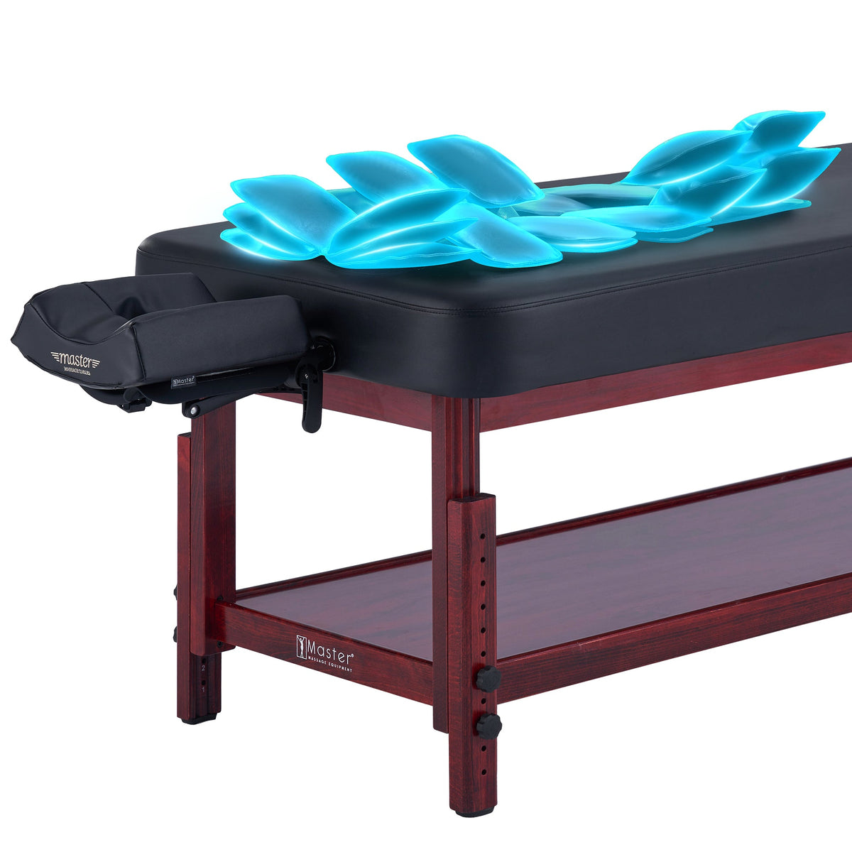 Master Massage - 30” AirMaster Full Body Stretching Airwave Stationary Massage Table with Airbags. 3D Lumbar Traction - Neck, Back, Waist, Hip Relaxation & Pain Relief for Professional & Home Use Chiropractic Table (Mahogany color frame)